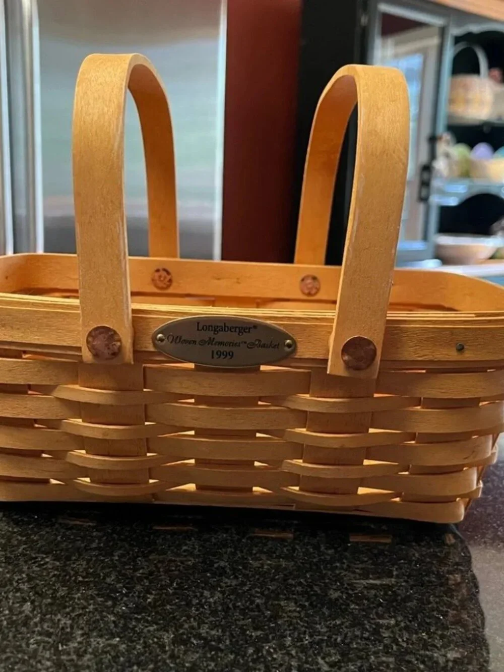 Longaberger Brown Woven Memories Basket Combo with Floral Liner